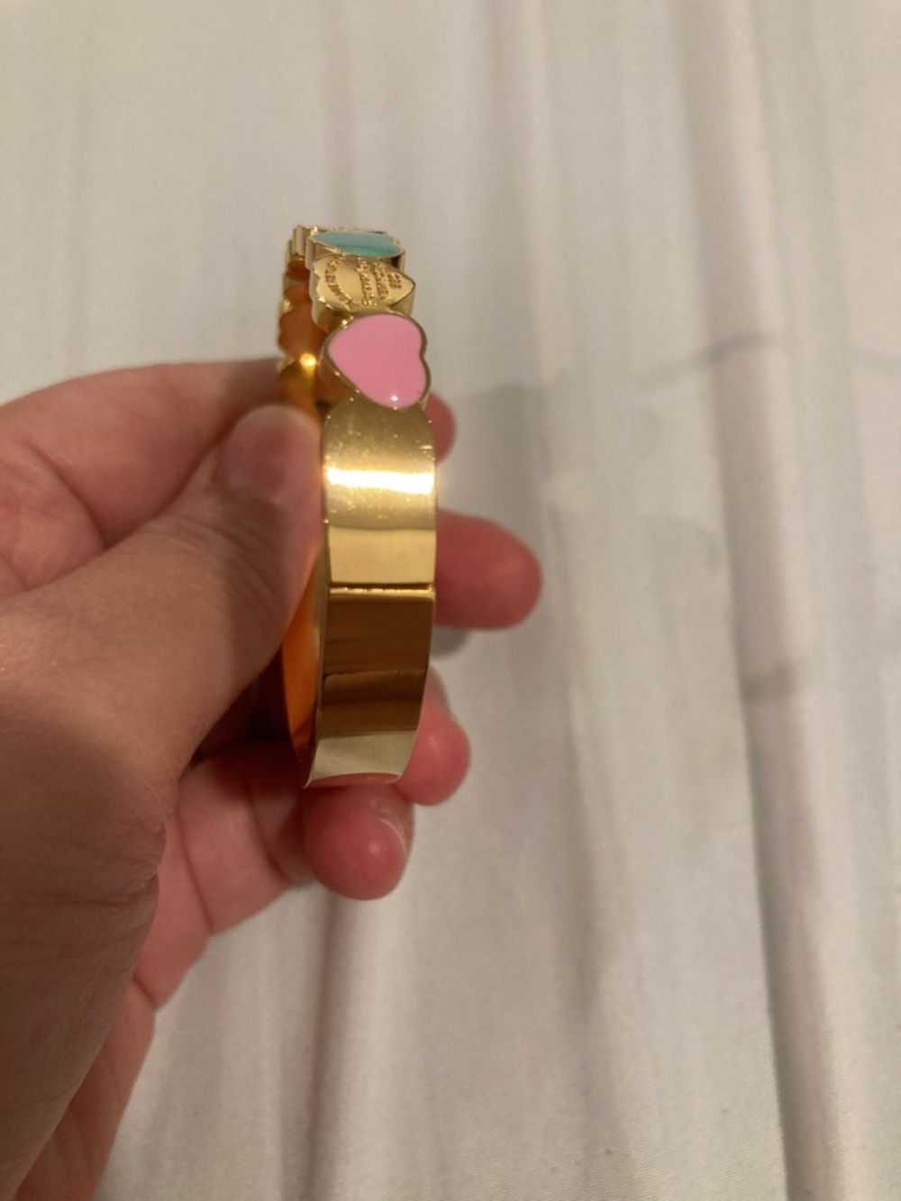 Pastel Hearts Love Gold Bangle - Picture 2 of 3